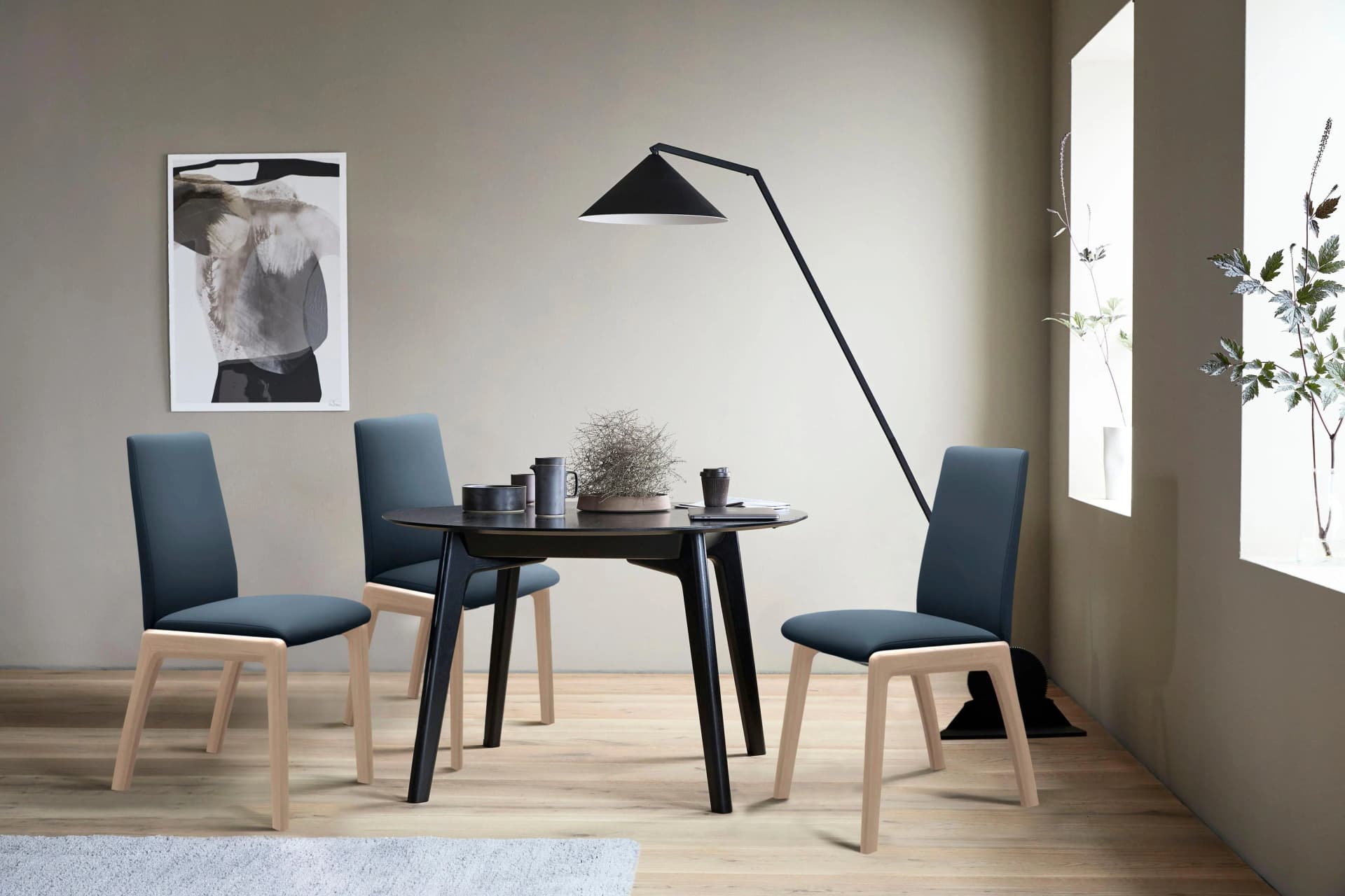 Polsterstuhl STRESSLESS 'Laurel' Oxford Blau Walnuss
