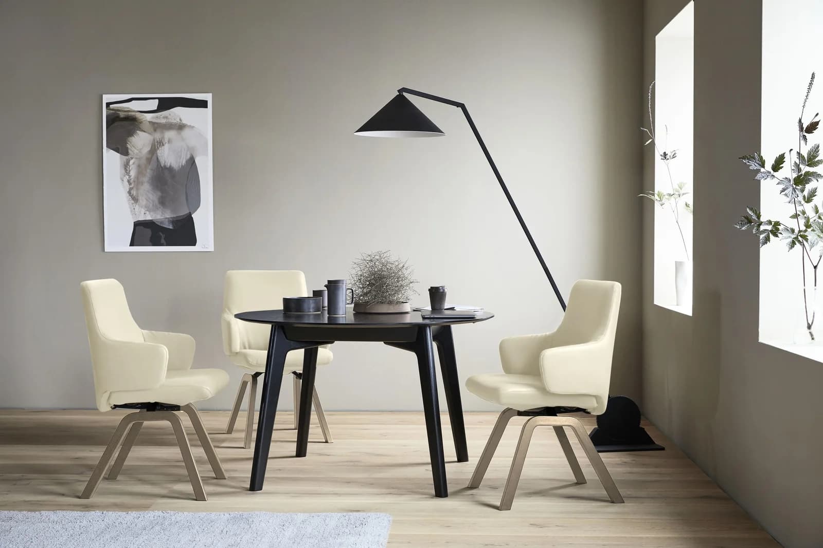 STRESSLESS Laurel Polsterstuhl Eiche Beige Leder PALOMA