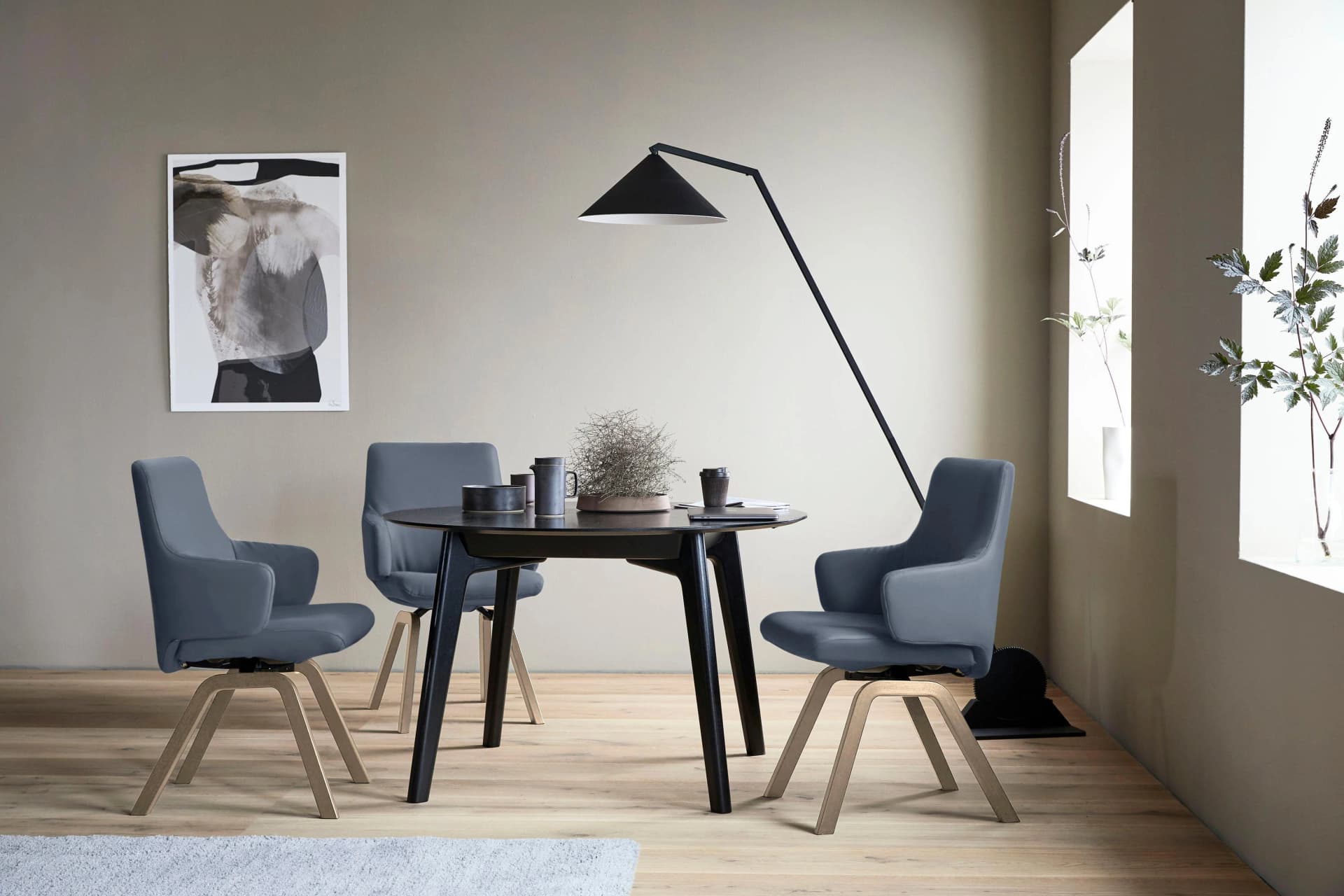 STRESSLESS Laurel Polsterstuhl blau Eiche