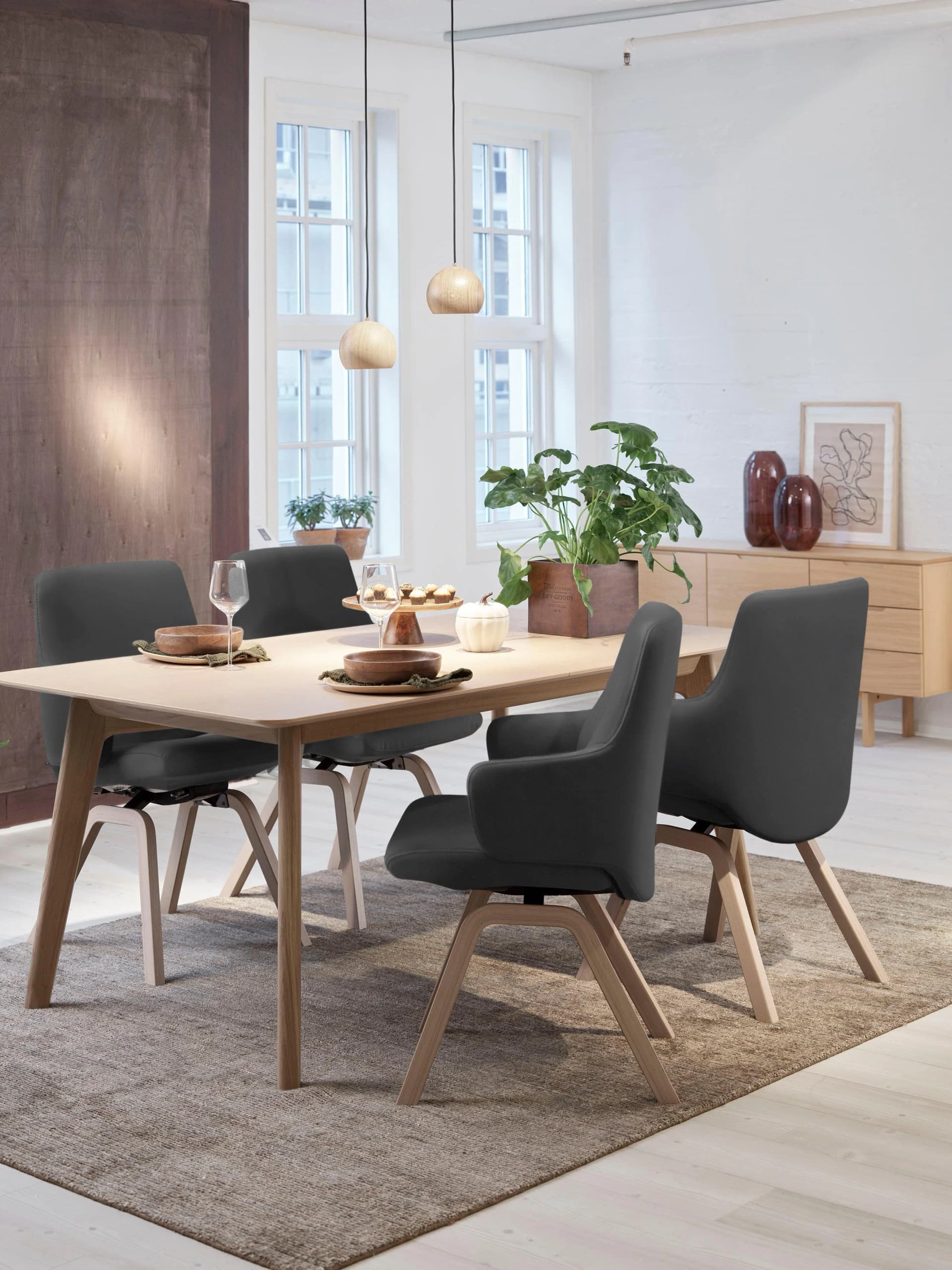 STRESSLESS Laurel Polsterstuhl Grau Schwarz Leder PALOMA