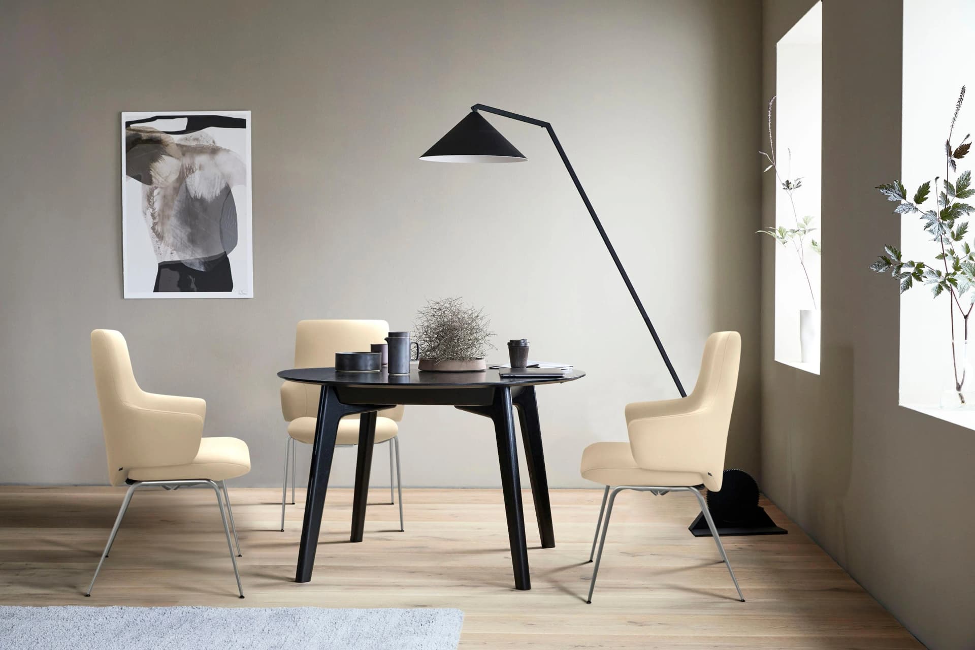 Stressless Laurel Polsterstuhl Beige Leder Chrom Matt