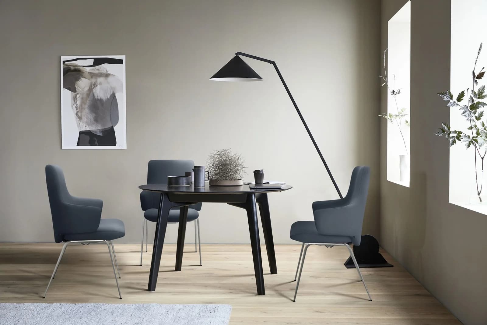 STRESSLESS Laurel Polsterstuhl Blau Leder Paloma Stahlbeine