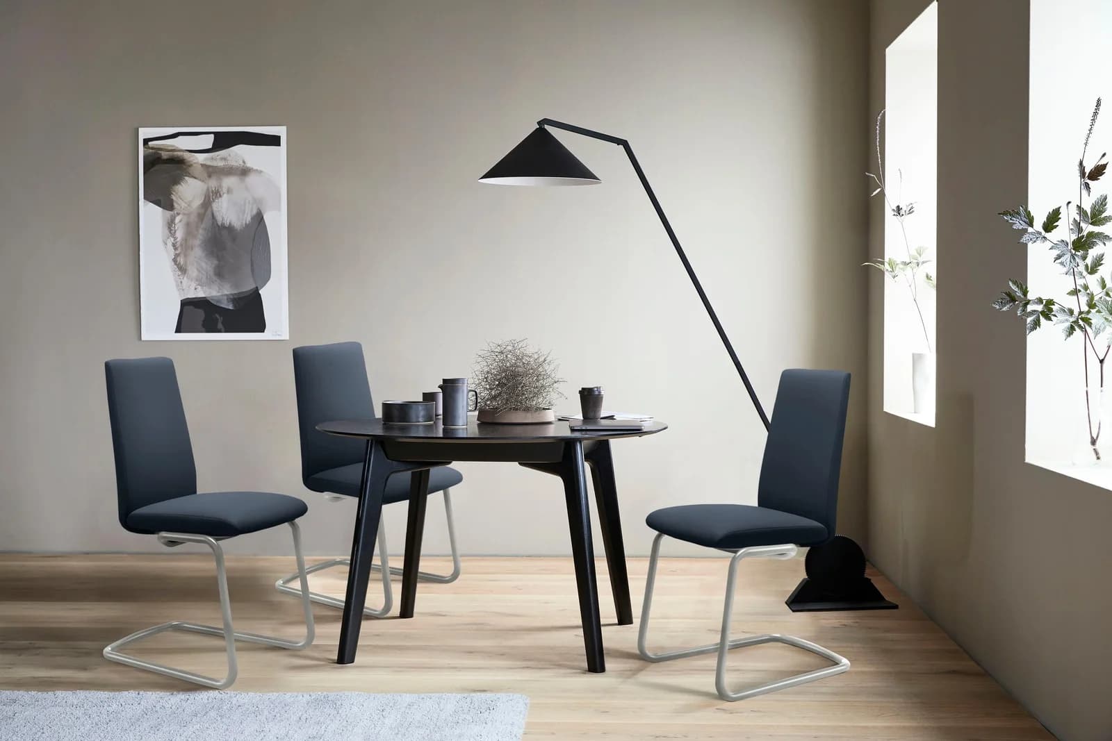 Polsterstuhl STRESSLESS Laurel Blau Leder Chrom matt