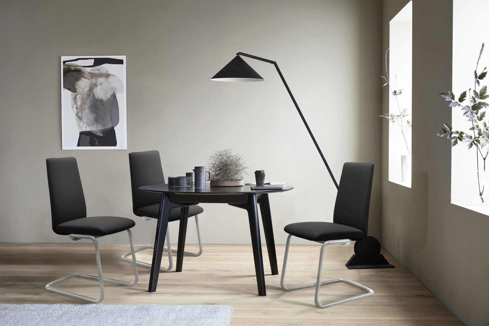 Stressless Laurel Polsterstuhl Schwarz Leder PALOMA Chrom Matt