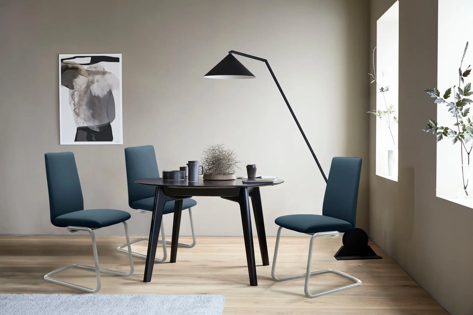 STRESSLESS Polsterstuhl Laurel Blau Microfaser DINAMICA
