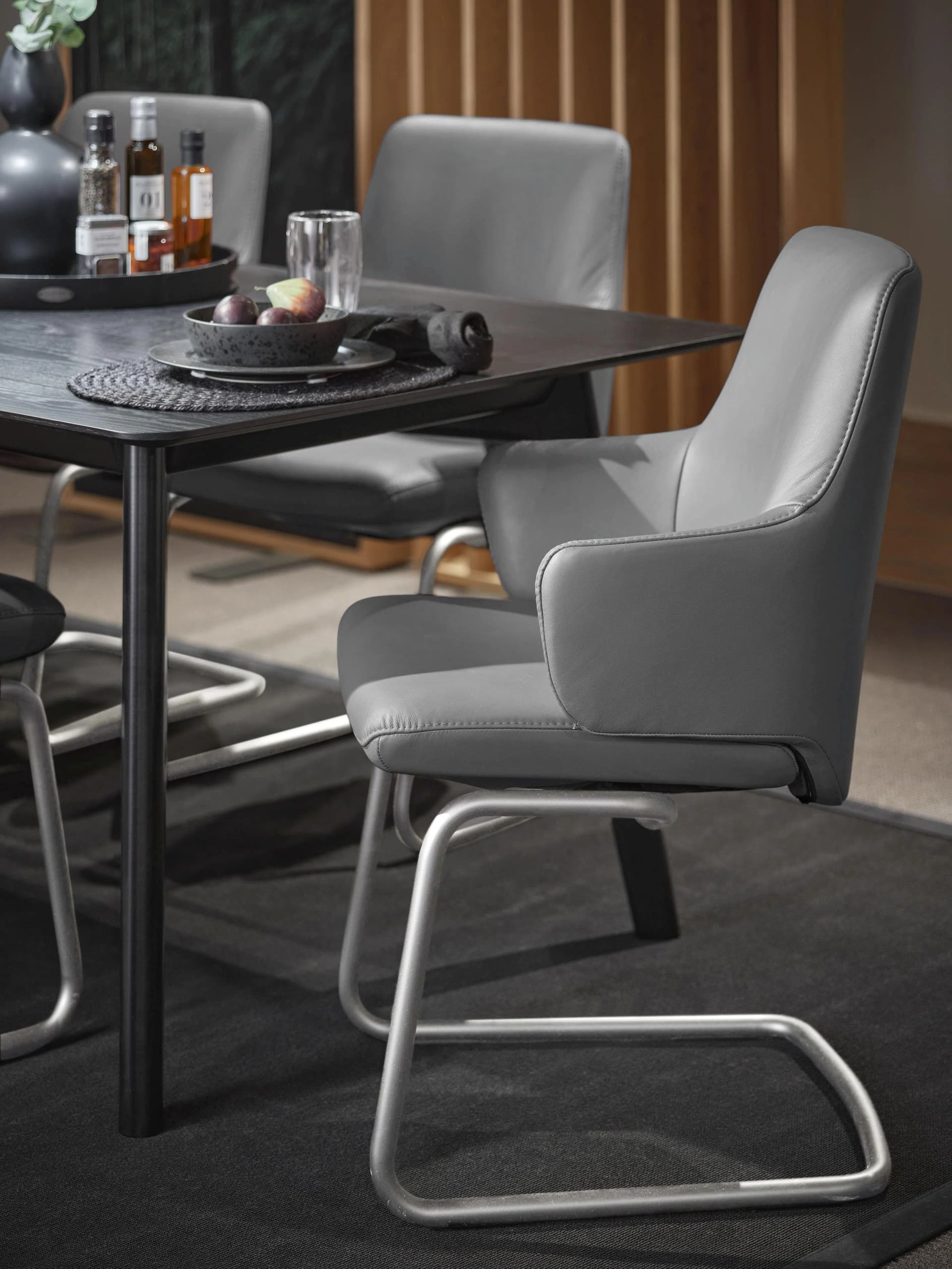 Polsterstuhl STRESSLESS Laurel Grau Leder BATICK Chrom matt