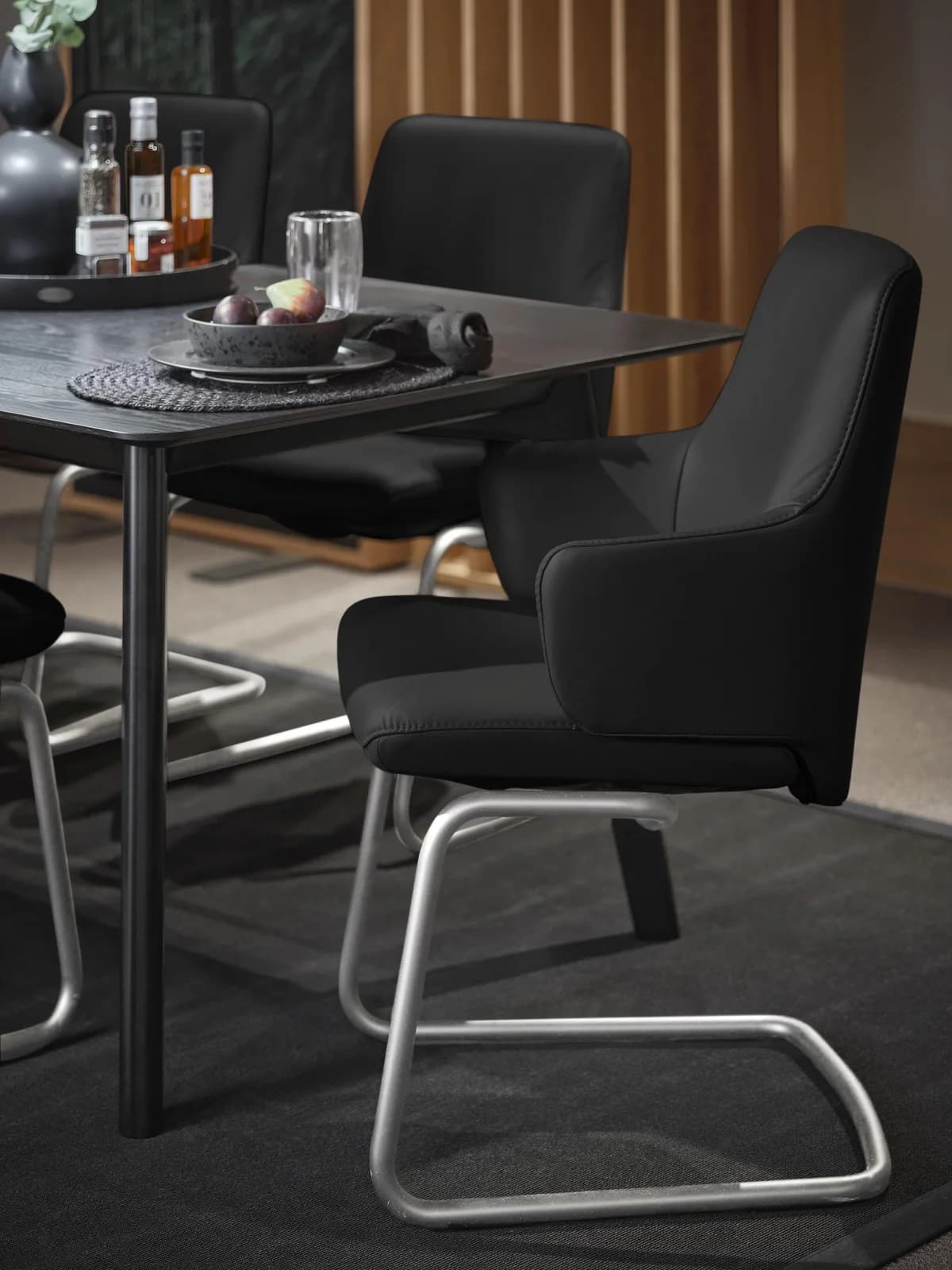 STRESSLESS Laurel Polsterstuhl Schwarz Leder PALOMA Chrom