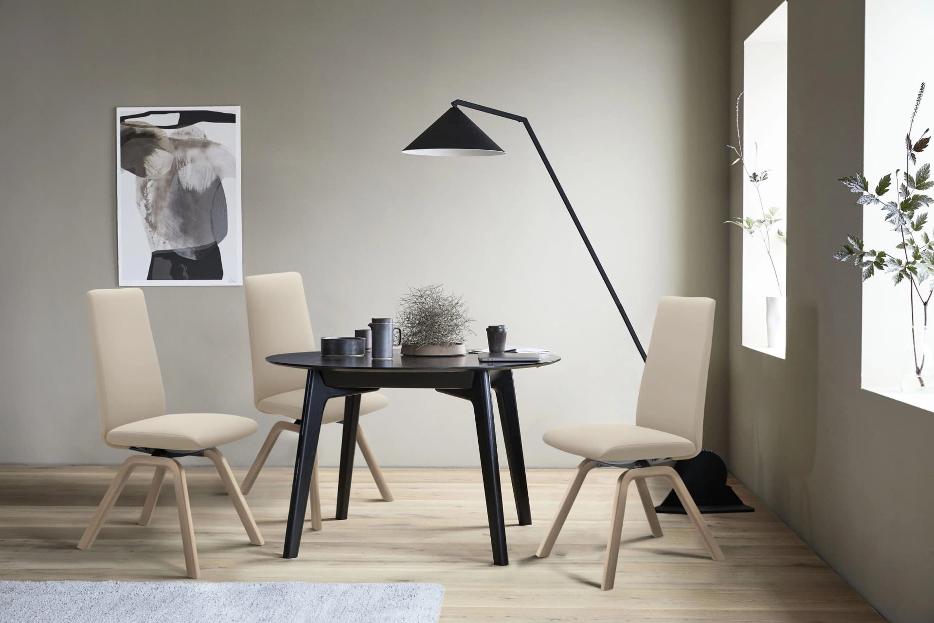 STRESSLESS Laurel Polsterstuhl Beige Schwarz Leder BATICK