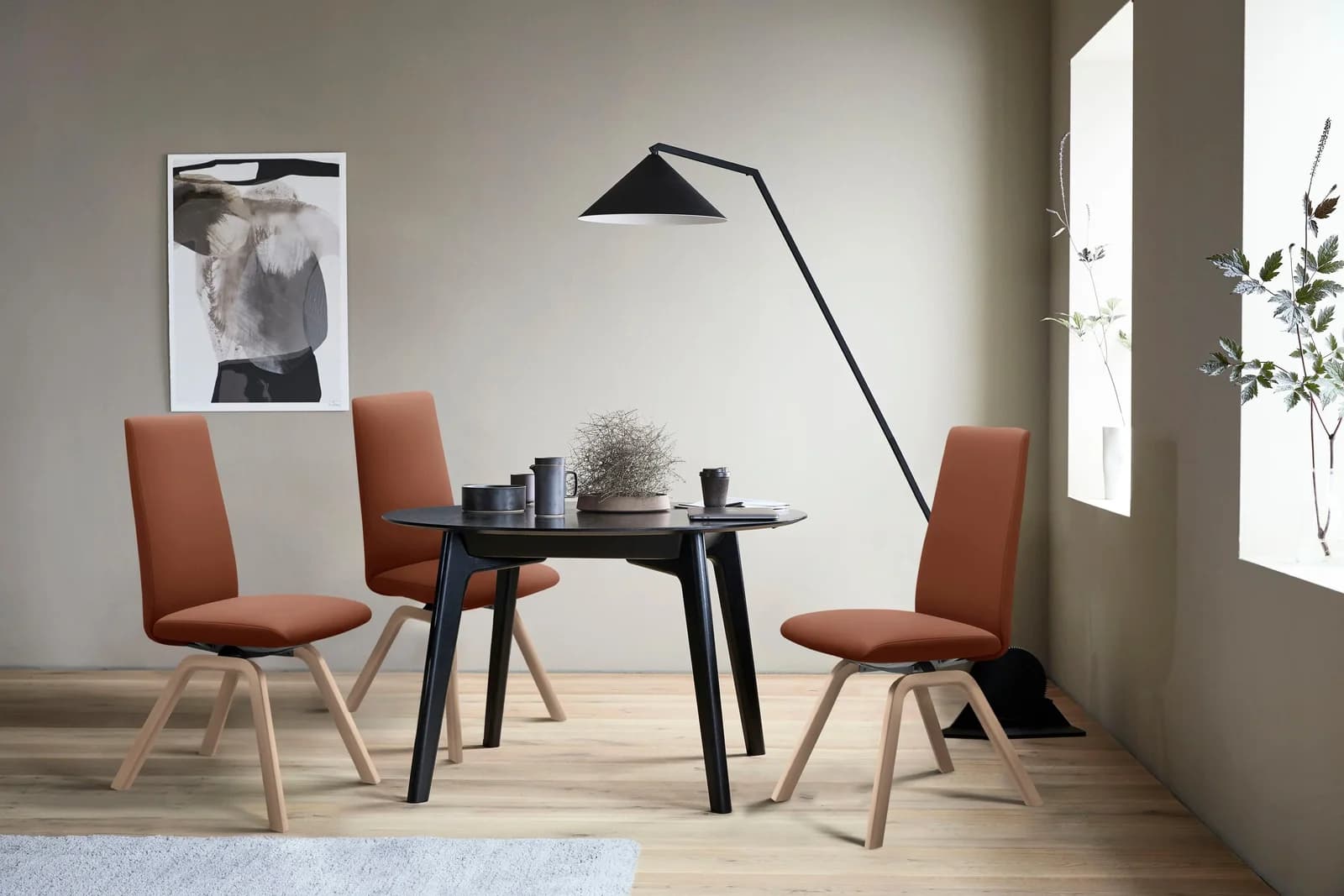 Polsterstuhl STRESSLESS Laurel Braun Leder Eiche Natur