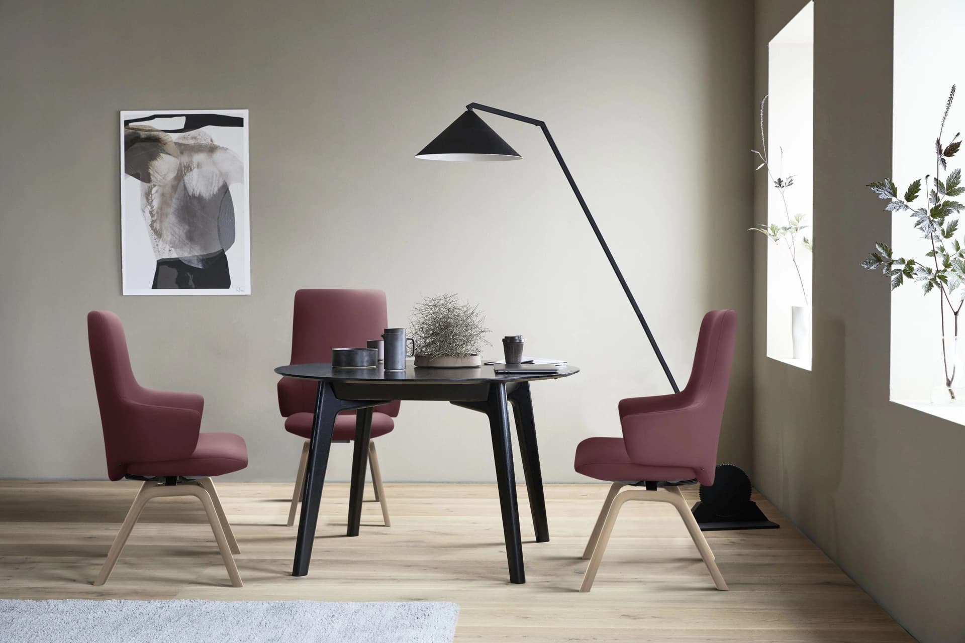 STRESSLESS Laurel Polsterstuhl Bordeaux Leder Walnuss
