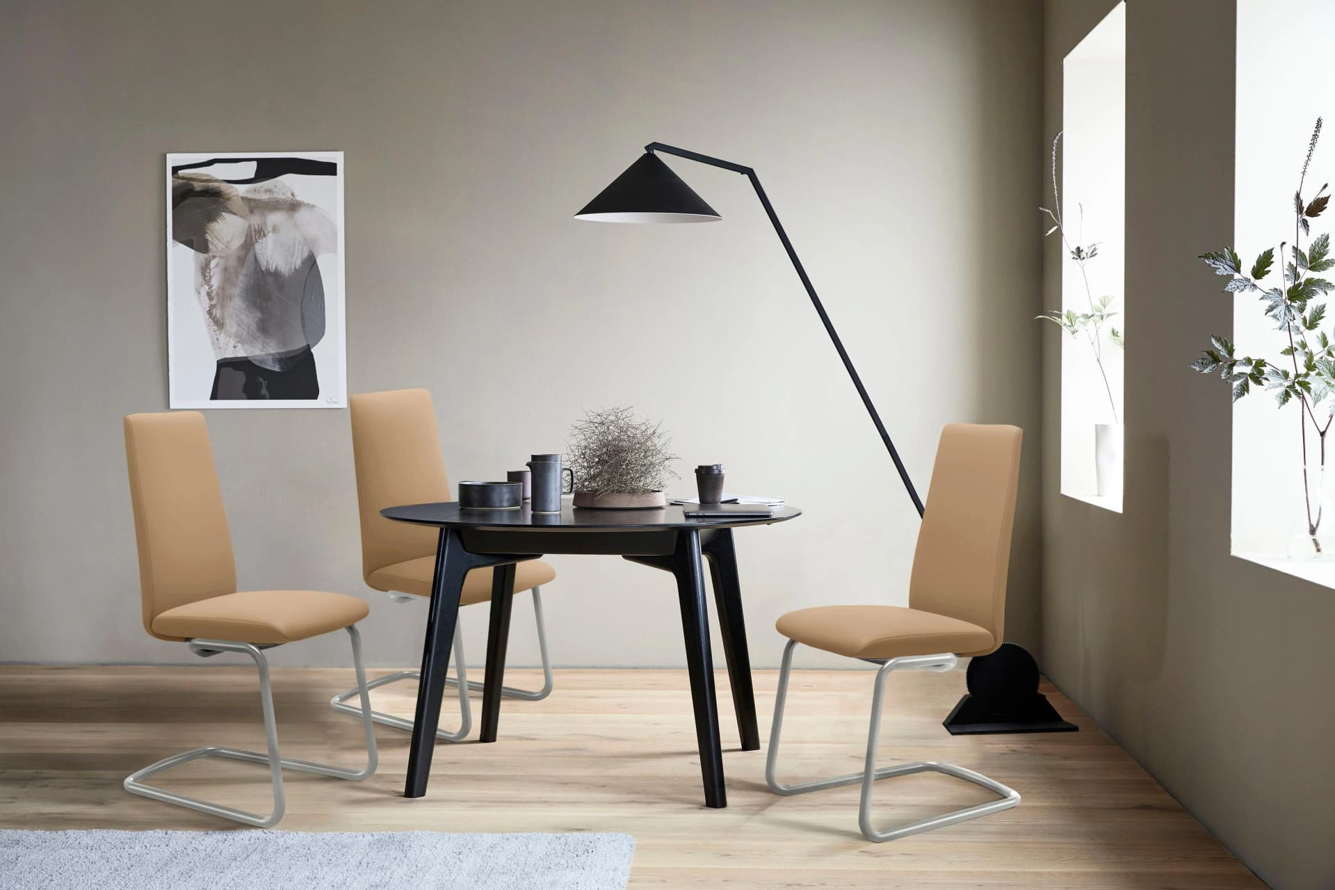 STRESSLESS Laurel Polsterstuhl Beige Leder PALOMA Chrom Matt