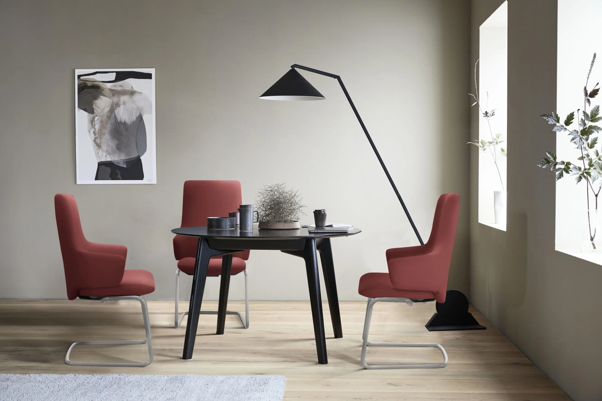 Stressless Laurel Polsterstuhl Leder Cherry Schwarz Matt