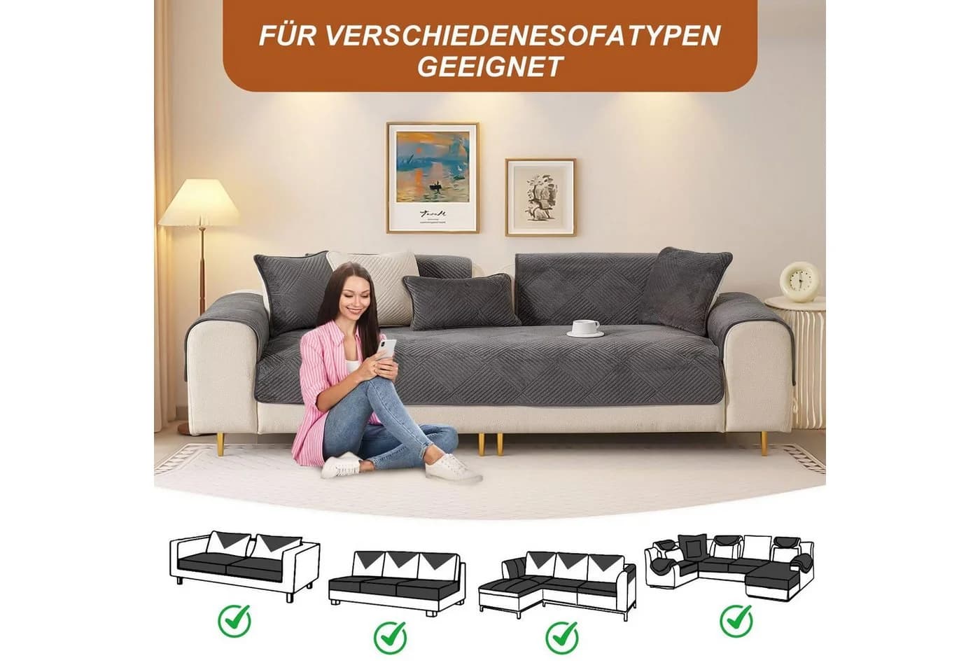 Bellaro Life Sofaschutzdecke Hund Katze 1-4-Sitzer Ecksofa Plüsch