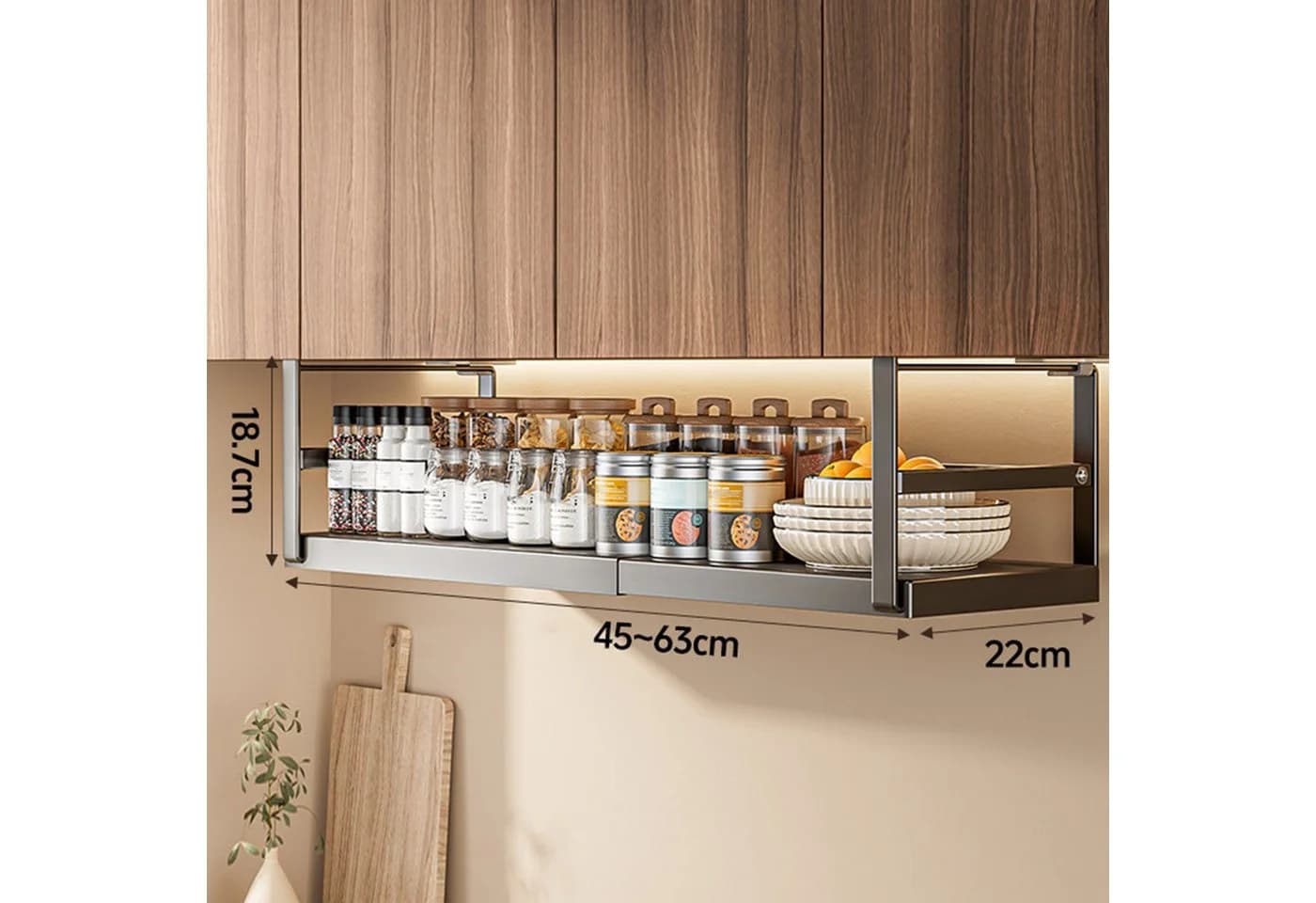 Rutaqian Erweiterbares Küchenregal Schwarz Stapelbar Organizer