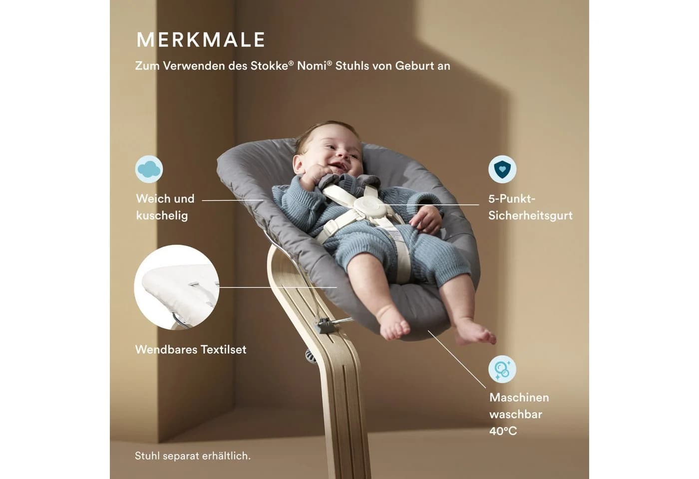 Stokke Hochstuhlaufsatz Nomi Newborn Set Weiß