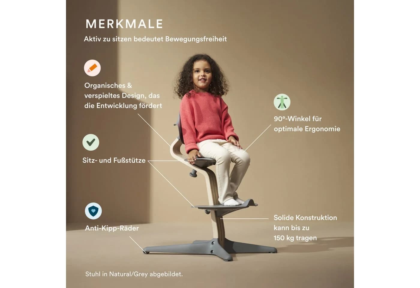 Stokke Hochstuhl Nomi Grau Eiche