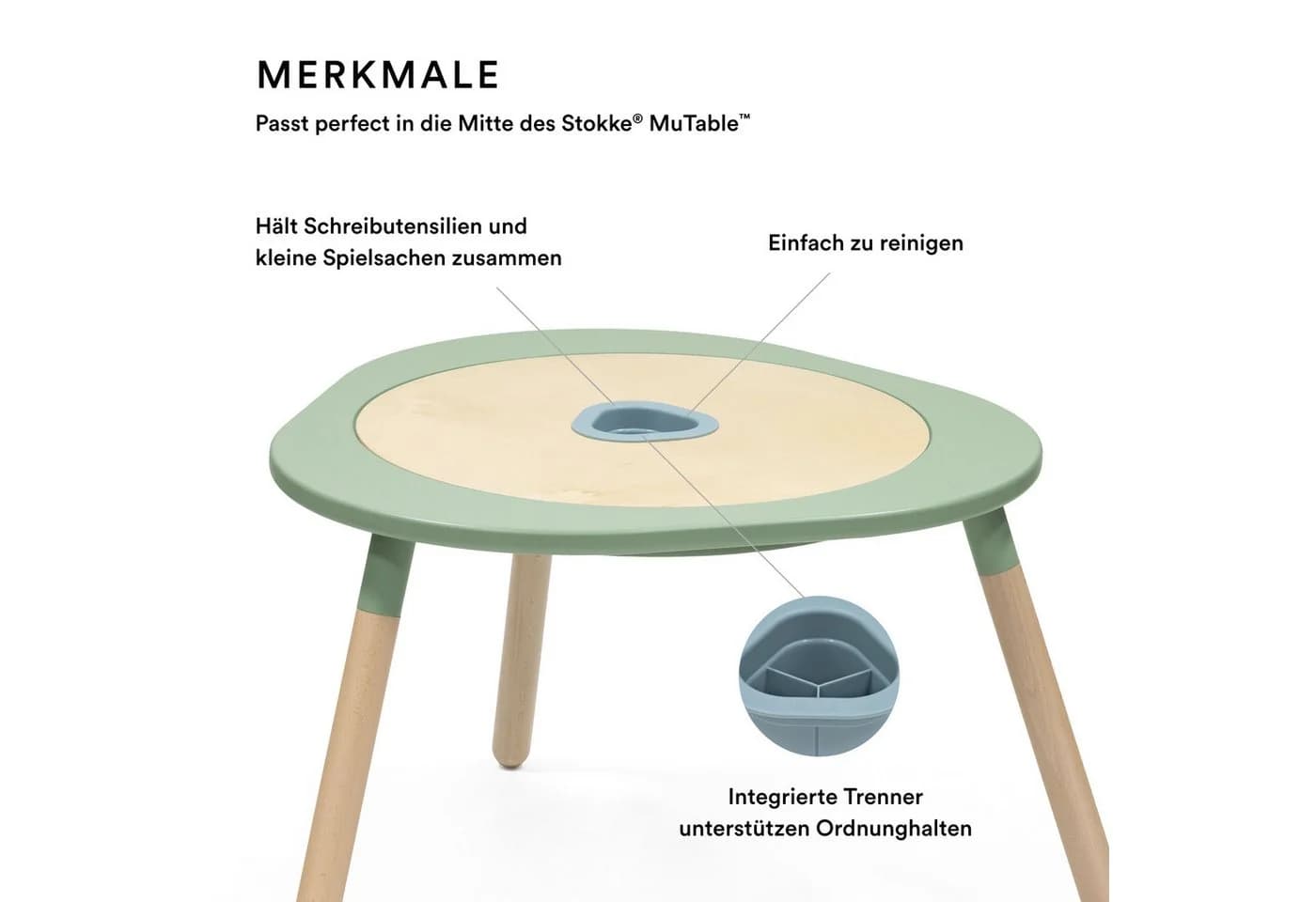 Stokke MuTable Stifthalter V2 Blau - Integrierter Organizer für Spieltisch