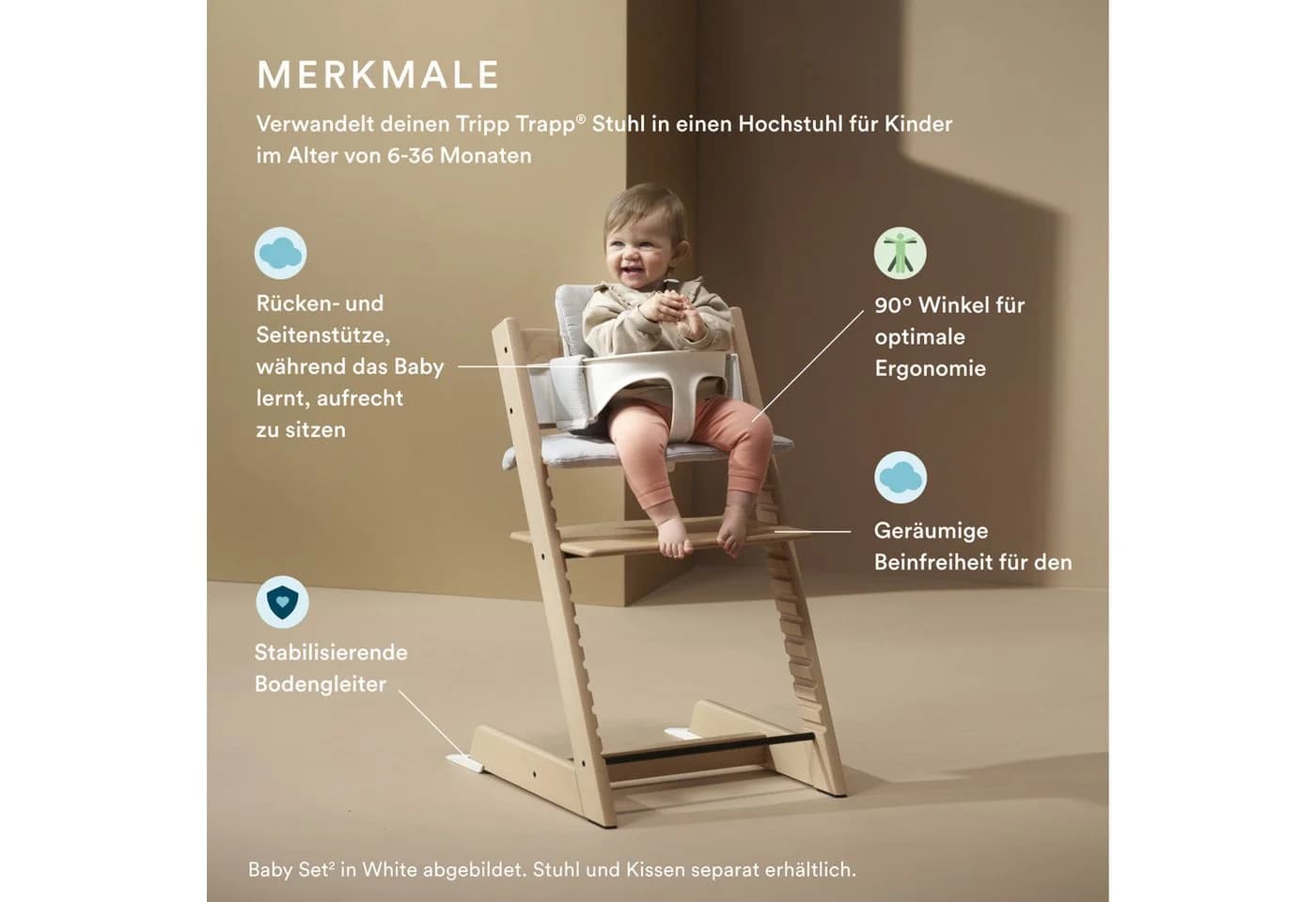 Stokke Hochstuhlaufsatz Baby Set² für Tripp Trapp Hochstuhl Vanilla White