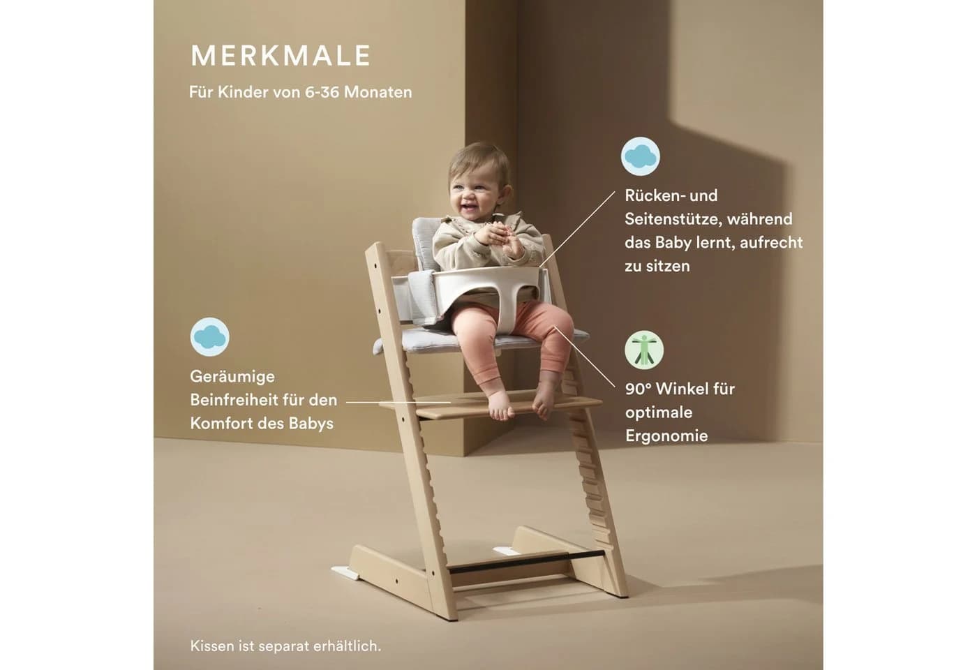 Stokke Tripp Trapp Hochstuhl mit Baby Set² Beige Buchenholz