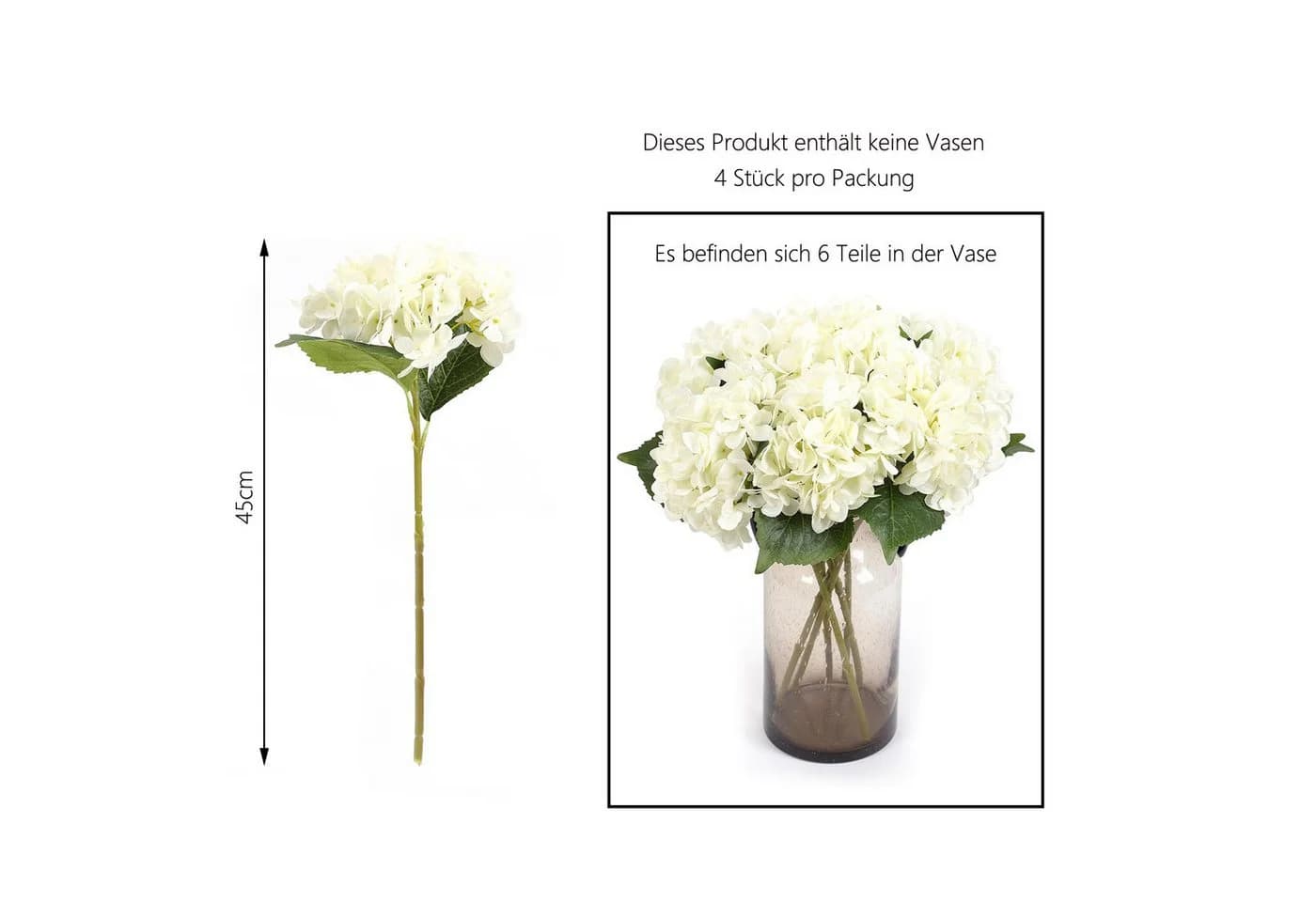 Agger Kunstblumenstrauß 4Pcs Seiden Hortensie Champagner