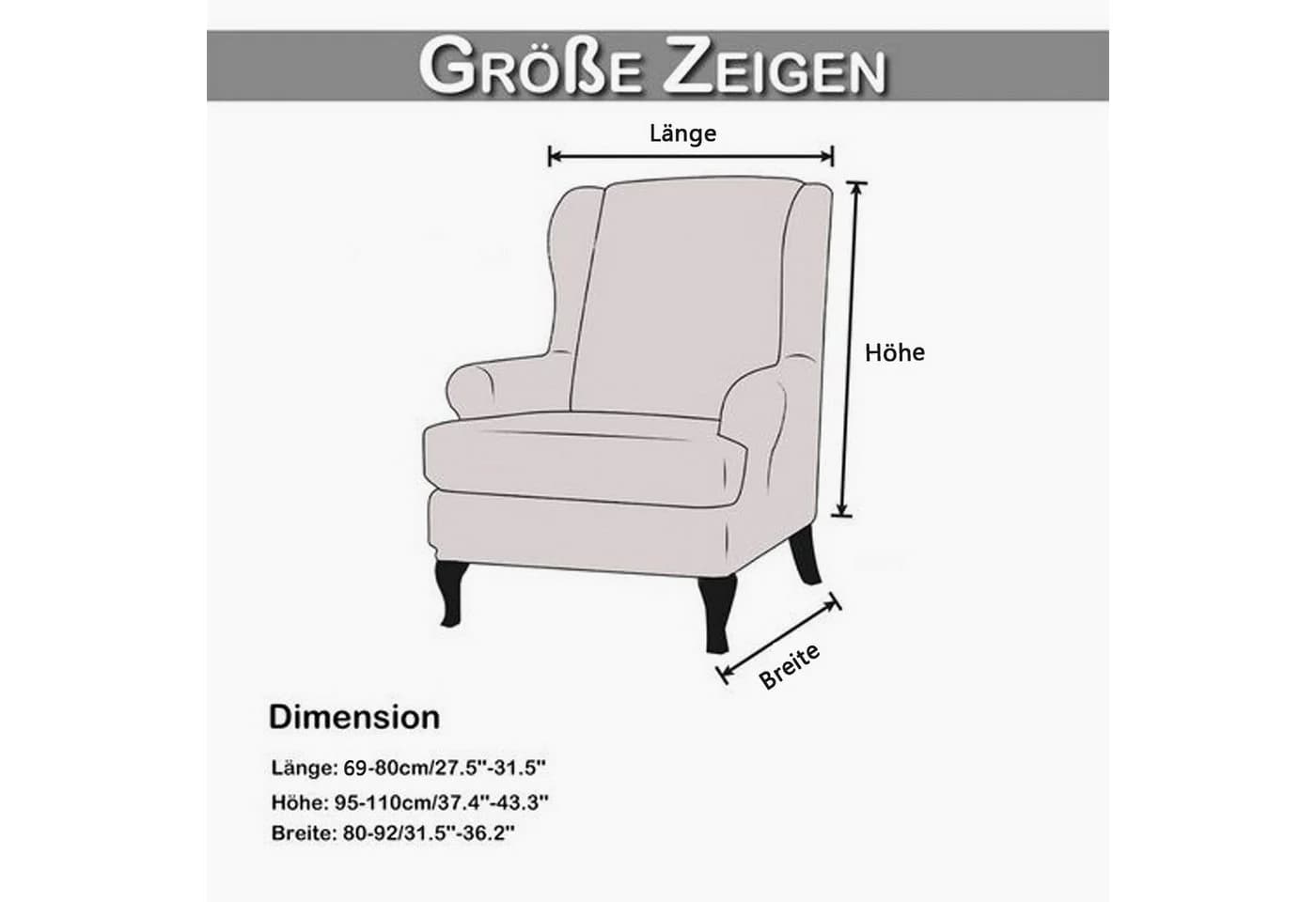 Zyronn Sesselhusse 2-Teilig Samt Überzug Ohrensessel Dunkelgrün