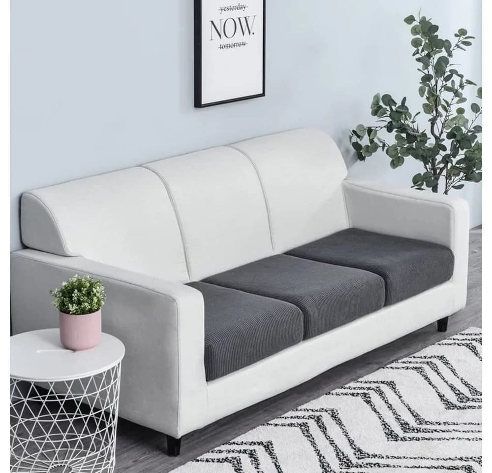 Zyronn Sofahusse Grau Elastischer Sofaüberzug Rutschfest Polyester