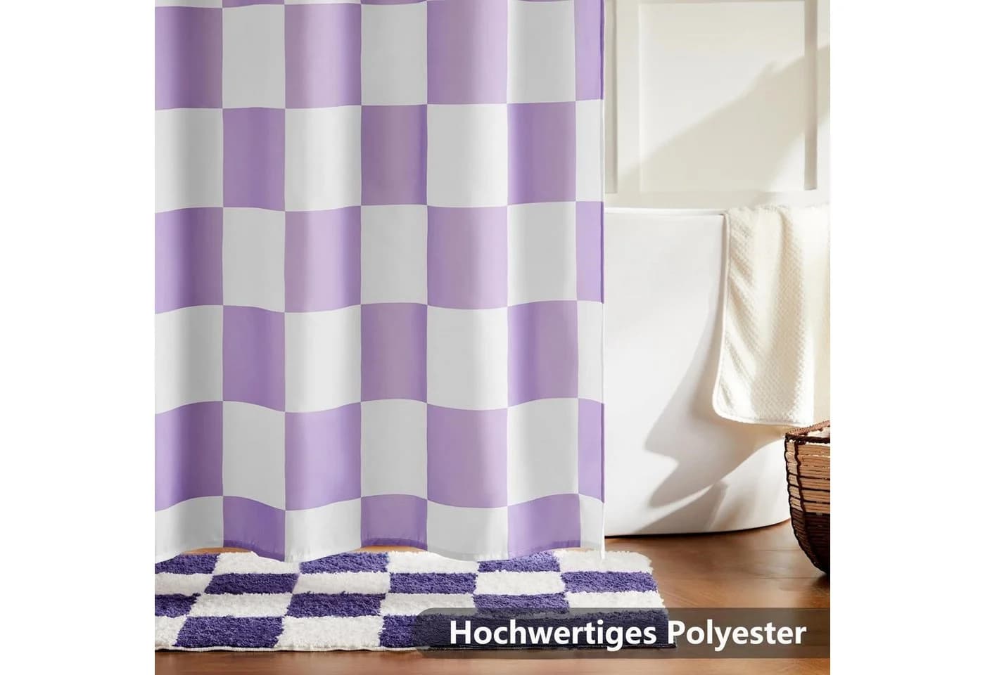 Zyronn Duschvorhang Karierter Retro-Schachbrettmuster Violett