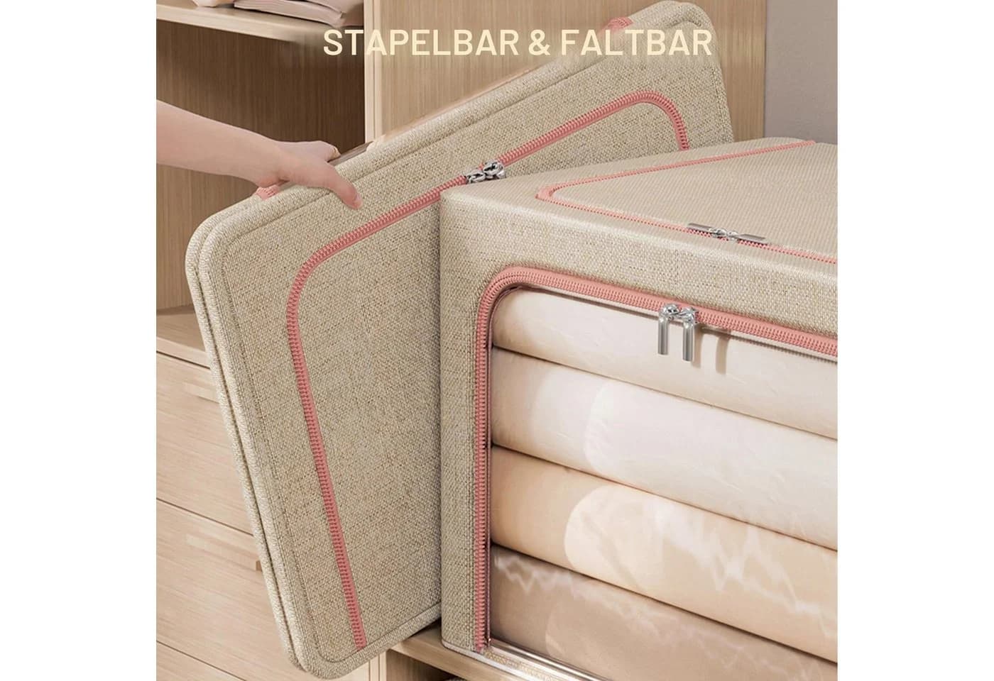 Diwzbyn Aufbewahrungsbox mit Deckel Leinen Beige 22L