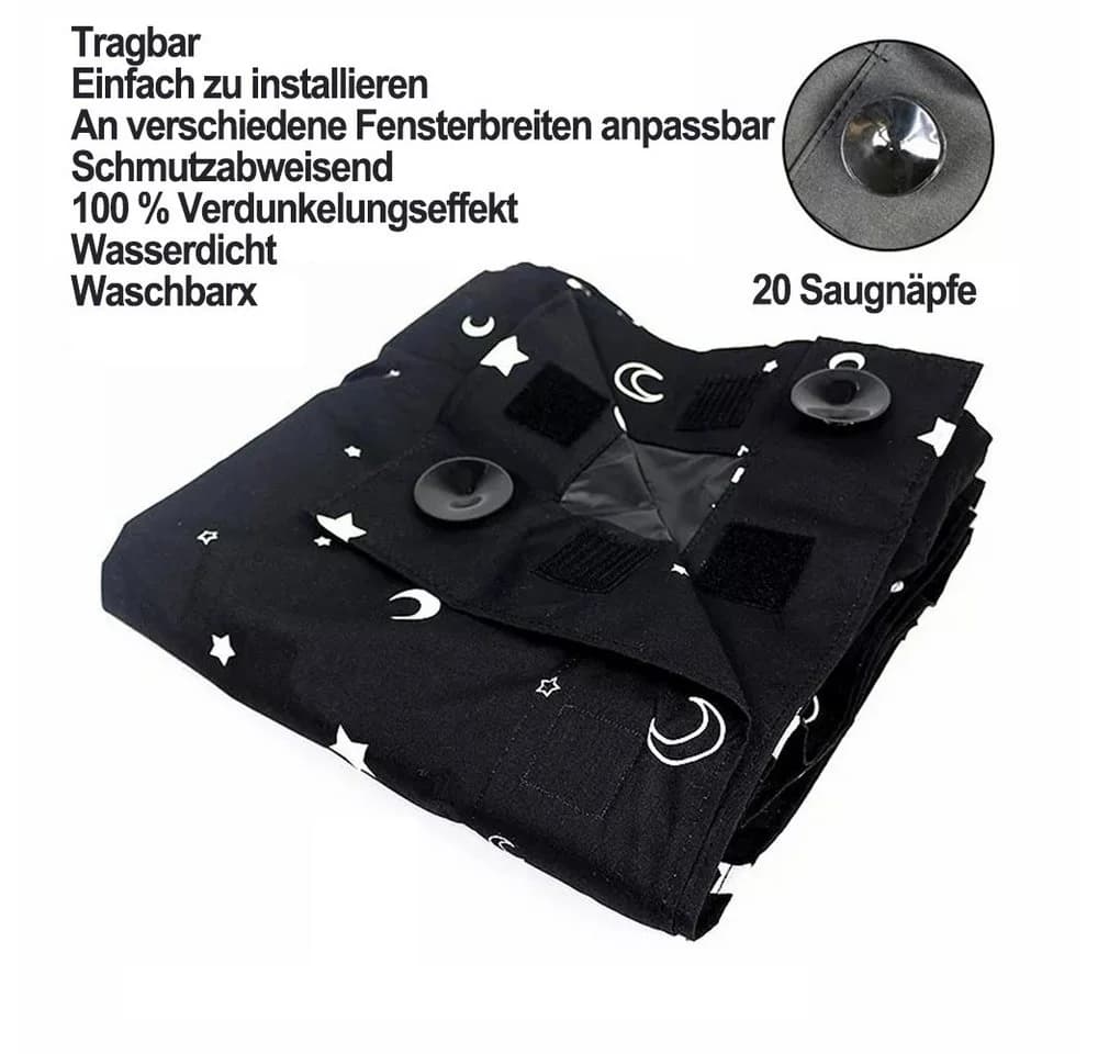 Zyronn Verdunkelungsvorhang mit Saugnäpfen Mond- und Sternenmuster