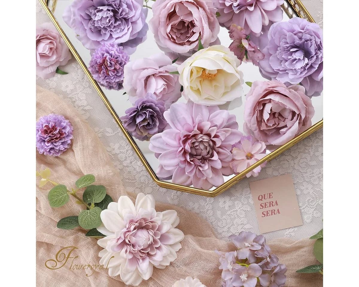 Diwzbyn Künstliches Blumen Set 24-tlg. Seidenblumen Mix für DIY & Deko