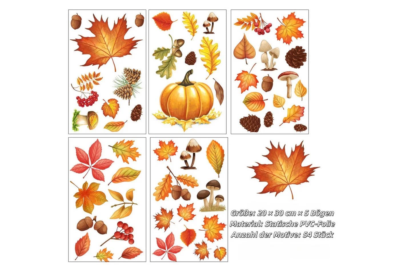 Sorvyzxn Fensterfolie Herbst Deko 54-teilig Selbstklebend Bunt