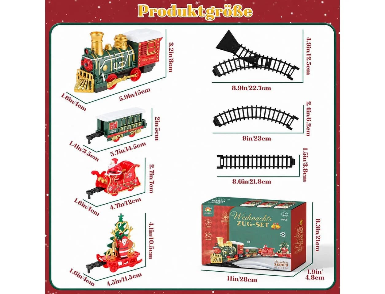 nsihing Elektrisches Spielzeugeisenbahn-Set mit Licht & Sound