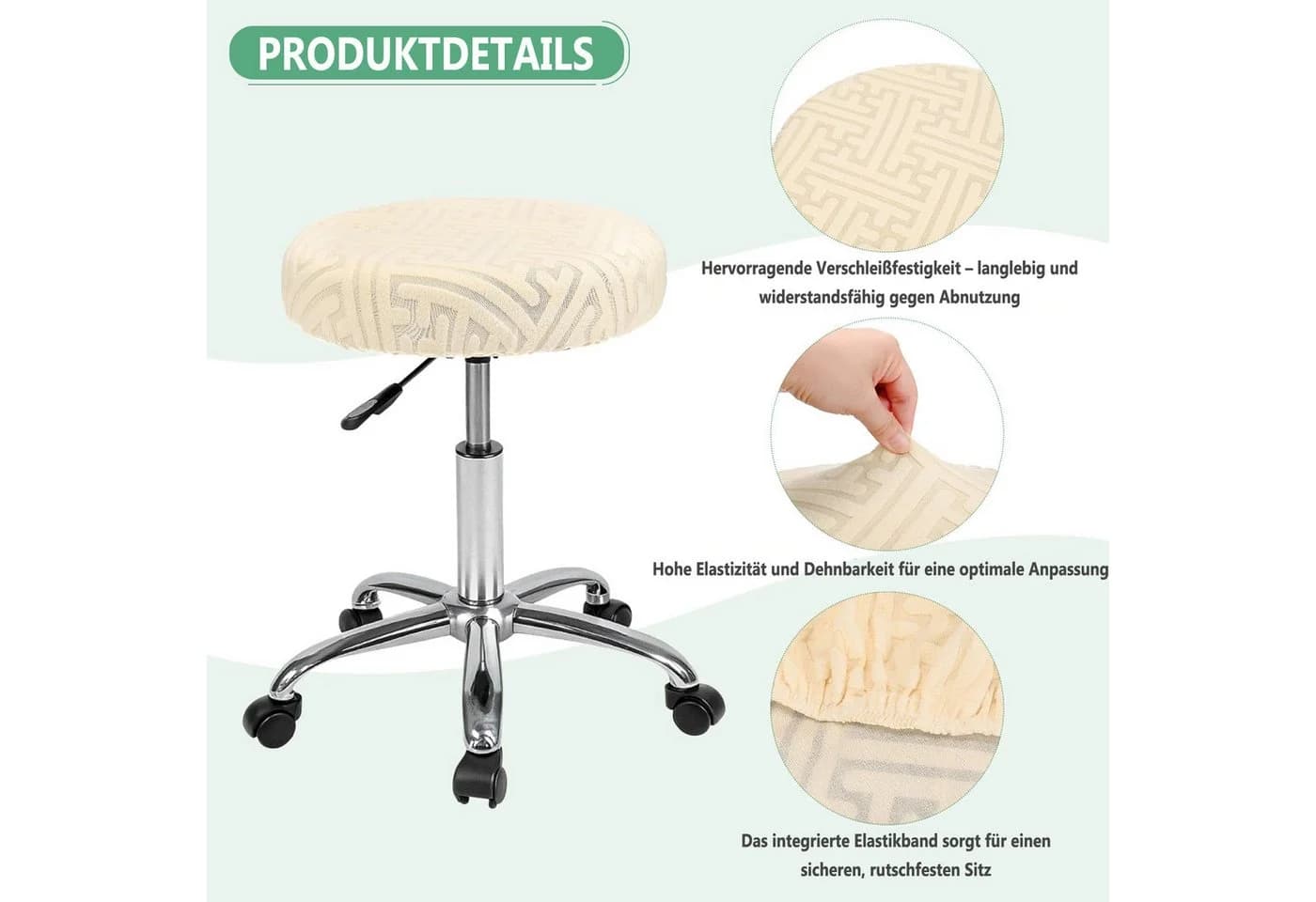 Diwzbyn Stuhlhusse Jacquard elastisch rund mit Gummizug