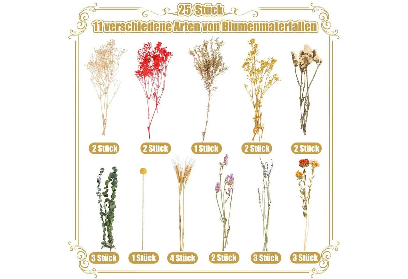 Diwzbyn Trockenblumenstrauß Groß Set Brautstrauß Getrocknet für Wohnzimmer Home