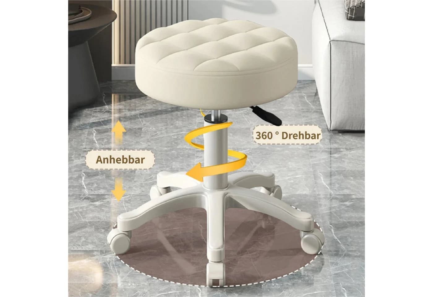 Rutaqian Drehhocker Rollhocker 360° Drehbar Bürostuhl