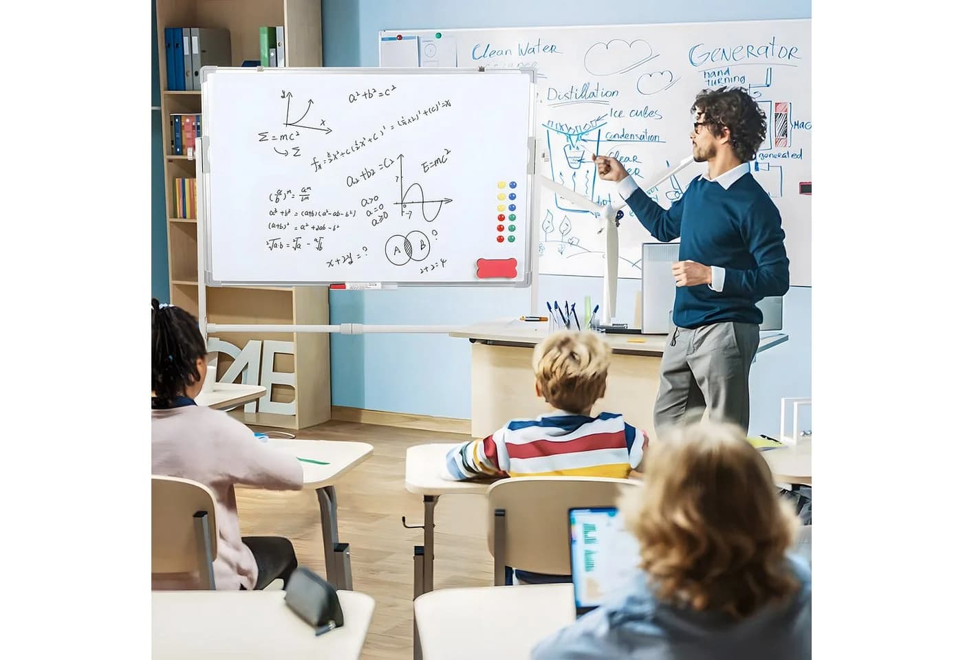 Rutaqian Mobiles Whiteboard Höhenverstellbar Weiß mit Rollen