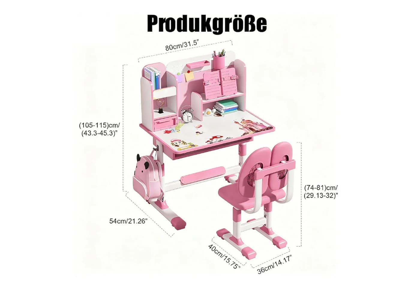 Rutaqian Kinderschreibtisch 2Pcs Set Kinder Studie Schreibtisch Stuhl Set, höhenverstellbar