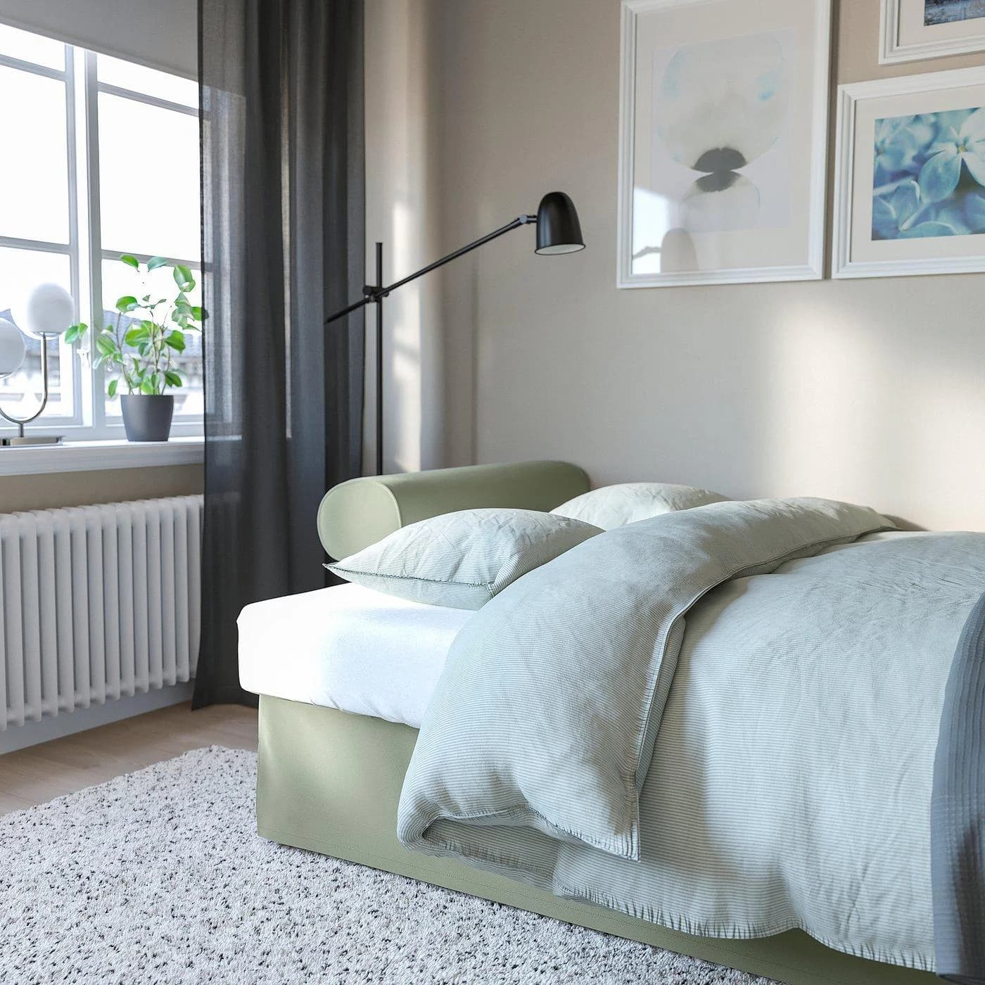 IKEA VRETSTORP 3er-Bettsofa Dunkelgrün/Graugrün