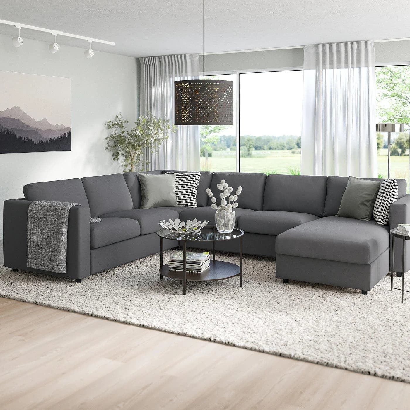 IKEA VIMLE 5er-Eckbettsofa mit Récamiere Grau
