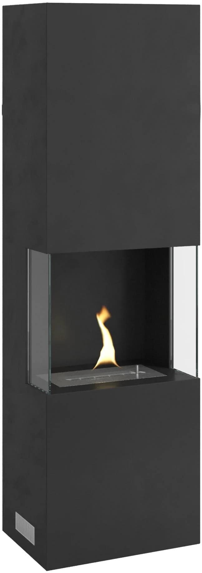 Moderner Dekokamin aus Aluminium und Glas