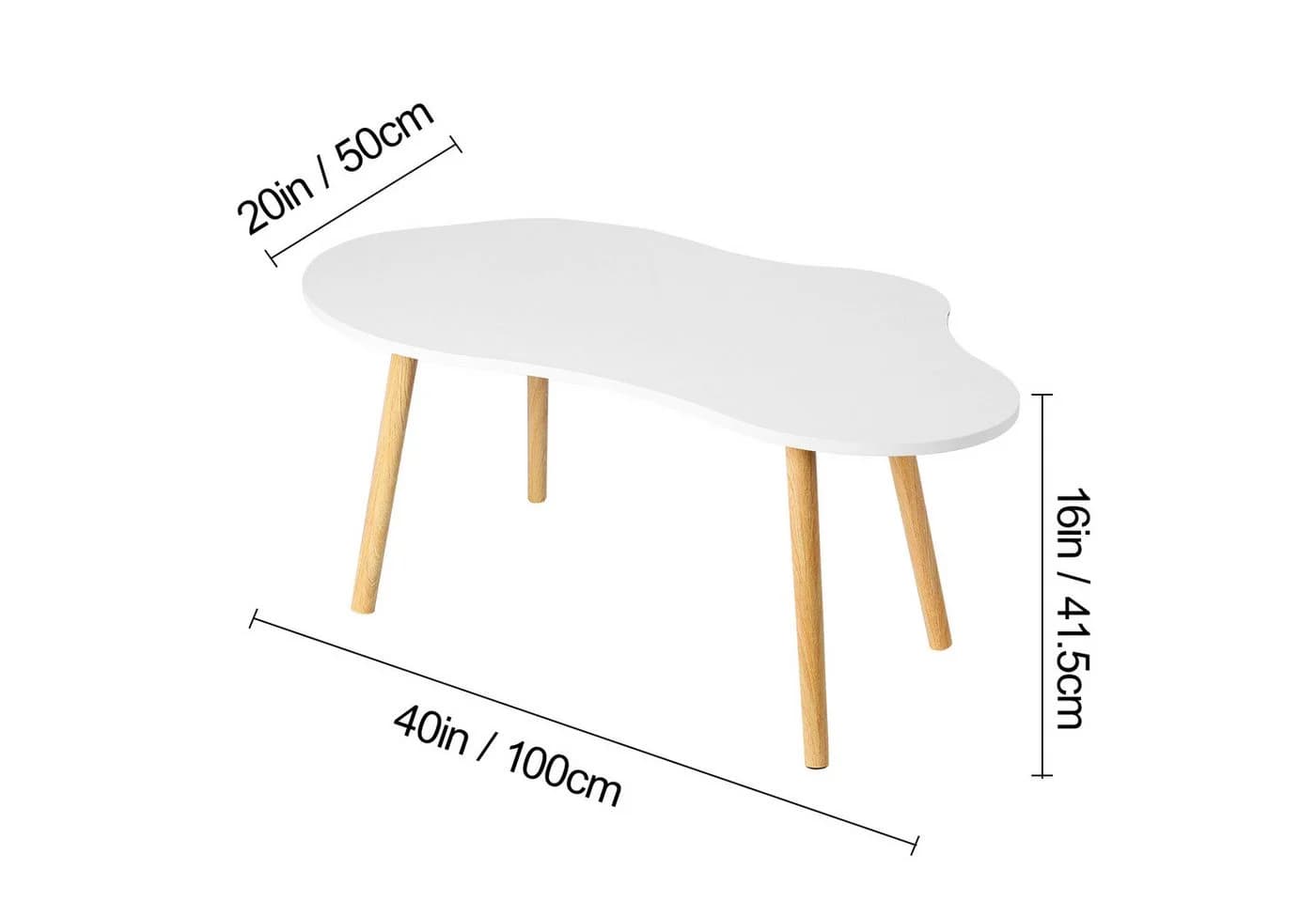 Rutaqian Couchtisch Wolkenform Weiß Modern