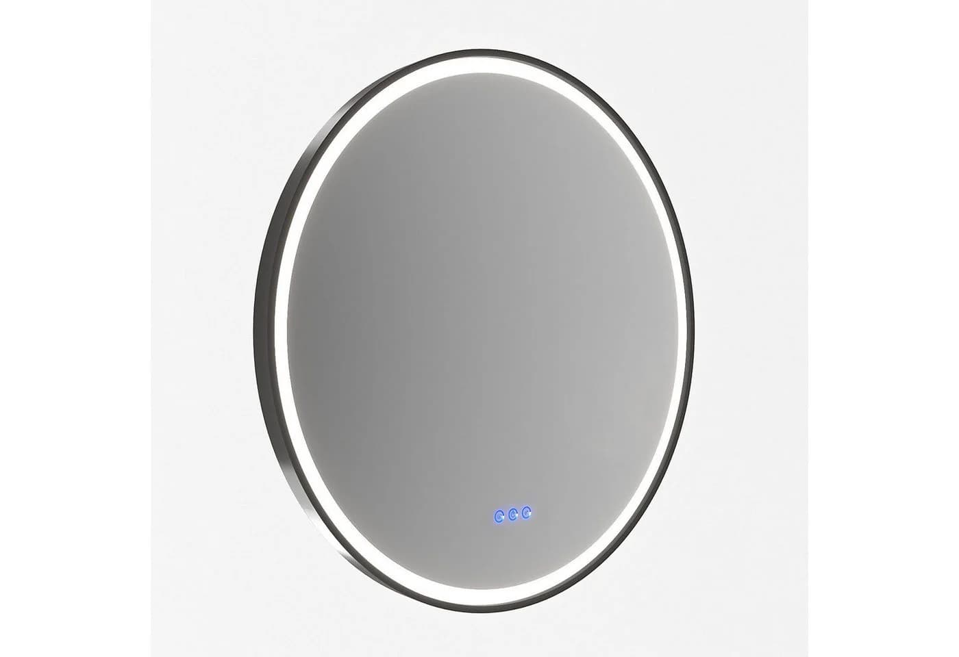 AQUABATOS LED-Badspiegel 80 cm Rund Schwarz Touch