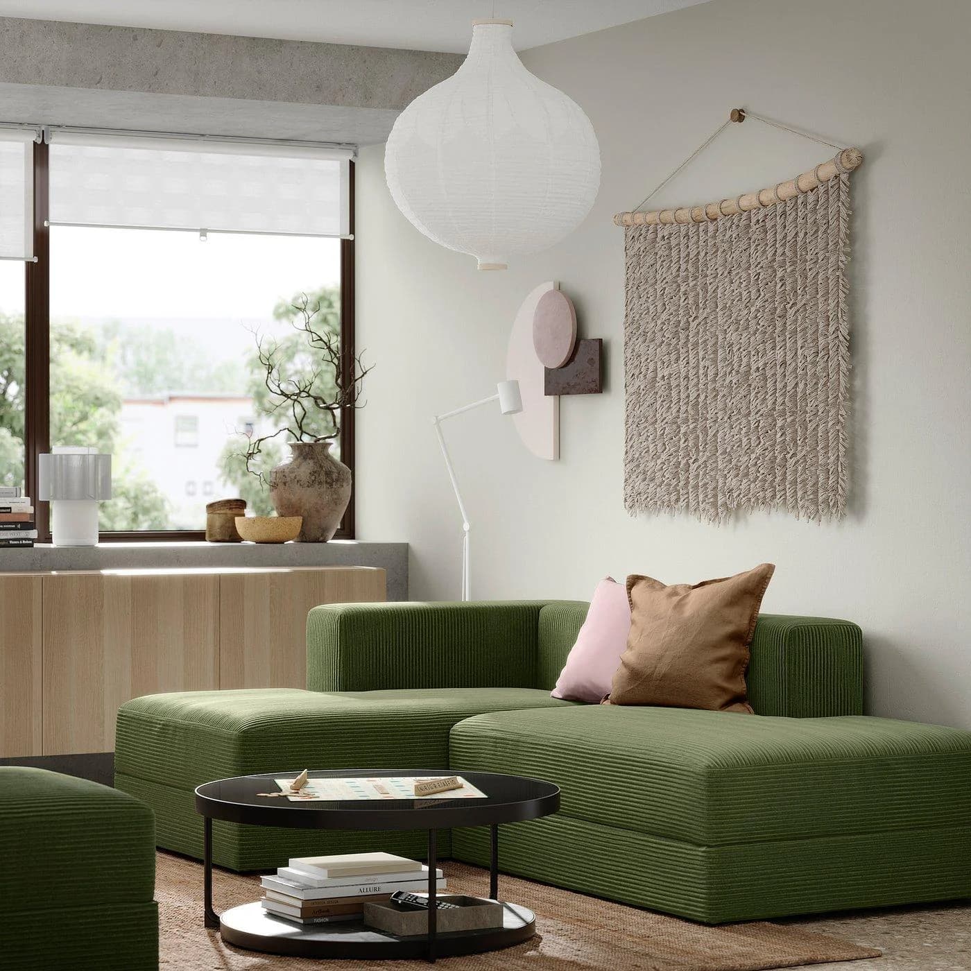 IKEA JÄTTEBO Récamierenelemente Modul Sofa Cord Grün-Gelb