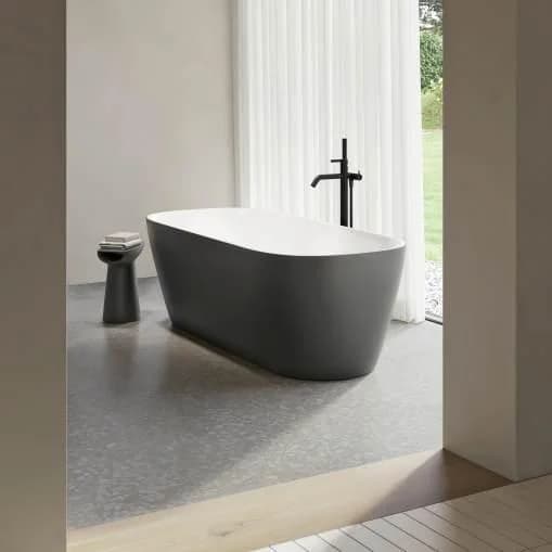 LAUFEN MEDA Freistehende Badewanne Oval Grau/Weiß