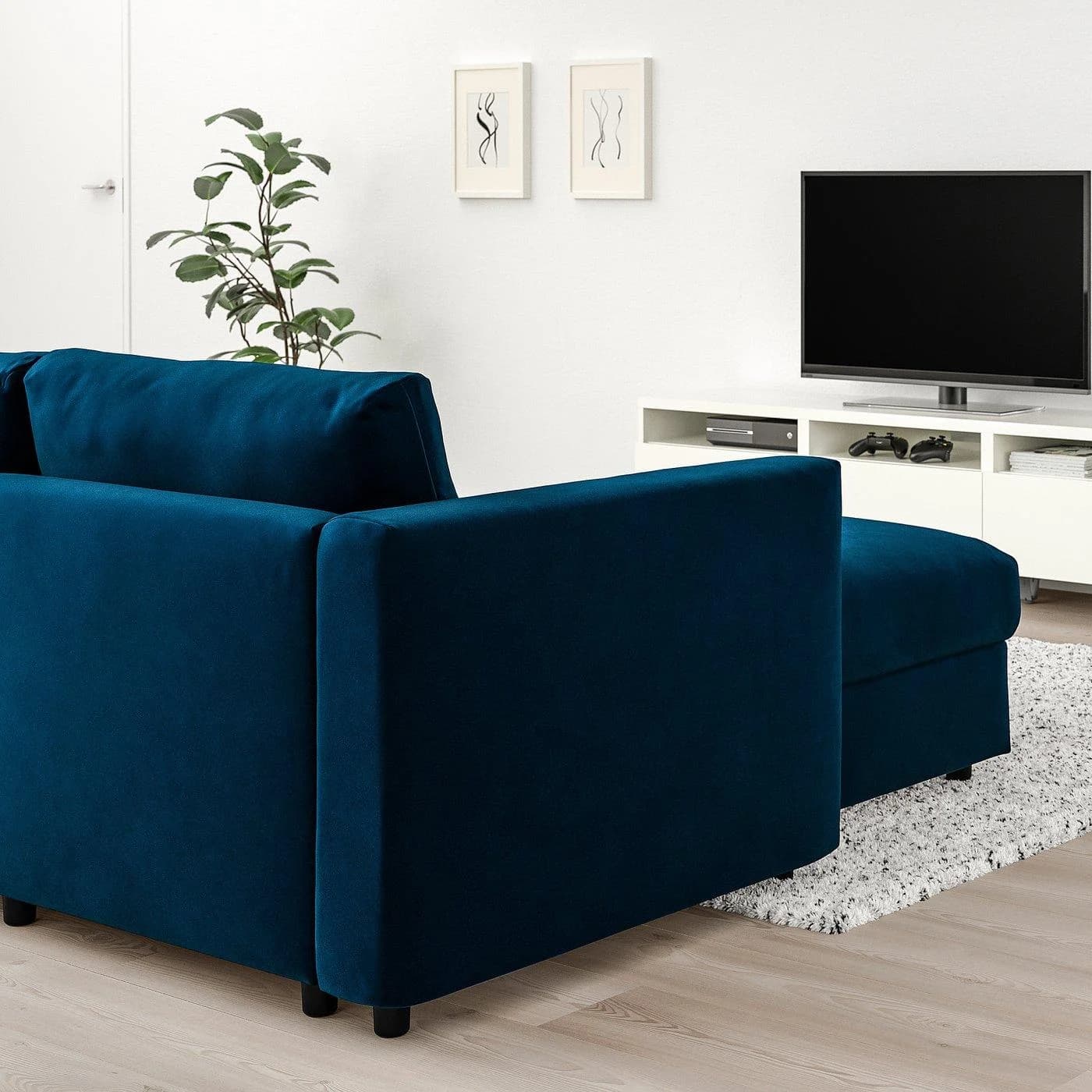 IKEA VIMLE 3er-Sofa mit Recamiere Grünblau Dunkel