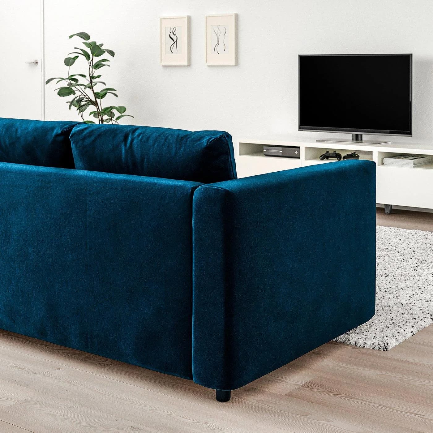 IKEA VIMLE 5er-Eckbettsofa mit Recamiere Dunkelgrünblau