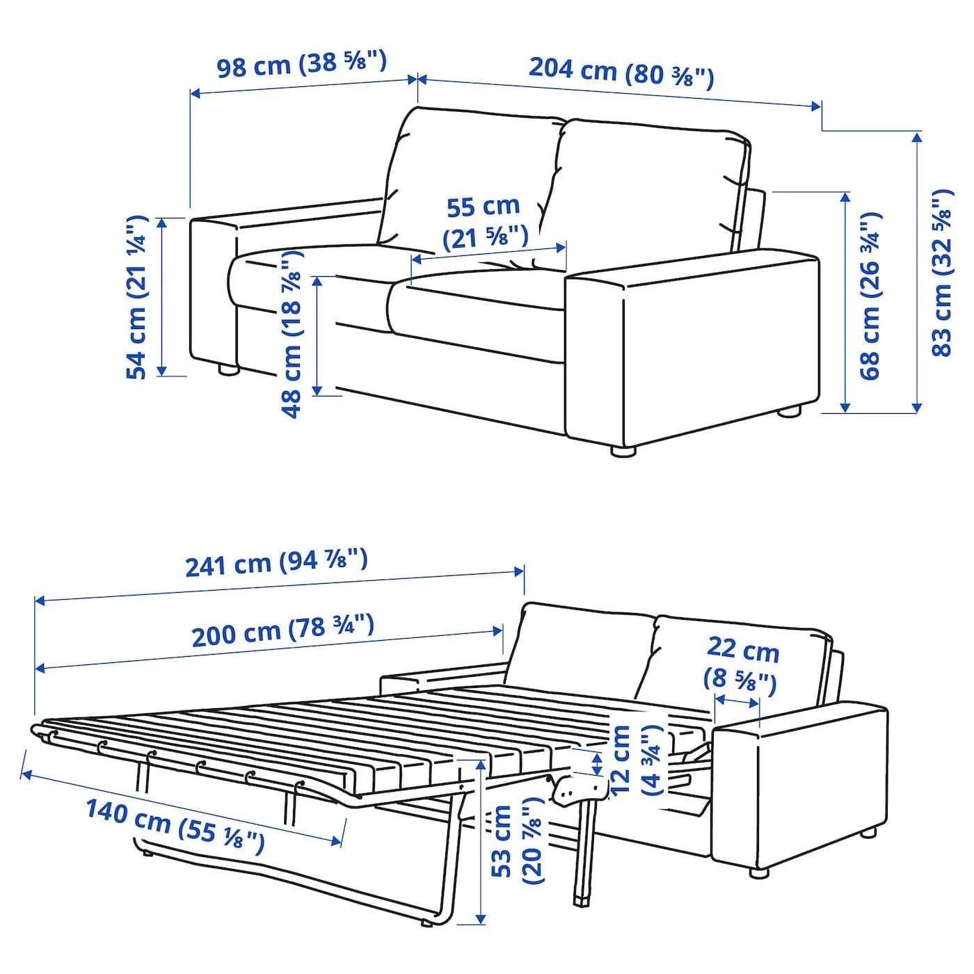 IKEA VIMLE 2er-Bettsofa mit breiten Armlehnen Djuparp Dunkelgrün