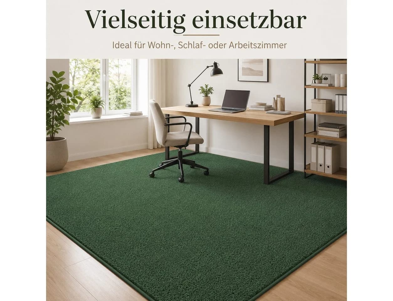 Lochas Designteppich Uni Schwarz – Weich, rutschfest & waschbar