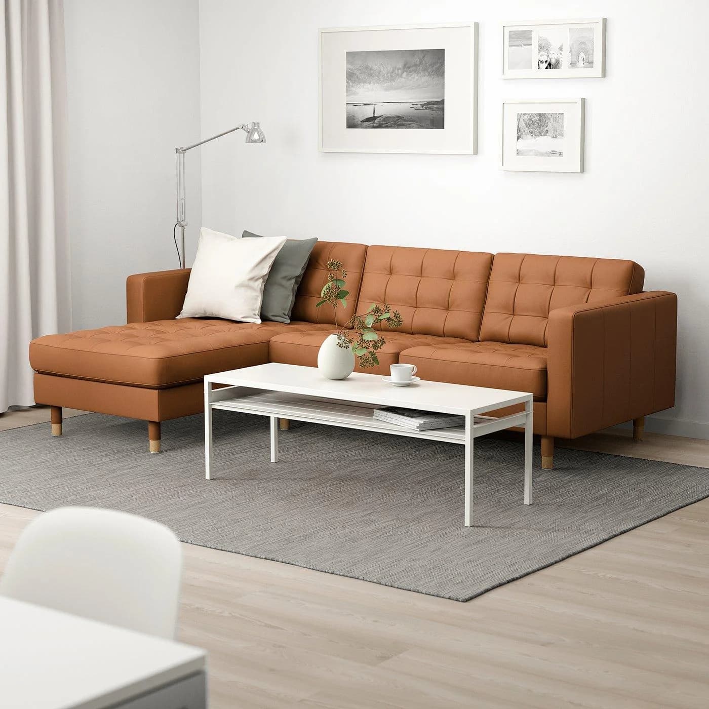 IKEA LANDSKRONA 3er-Sofa Braun Narbenleder
