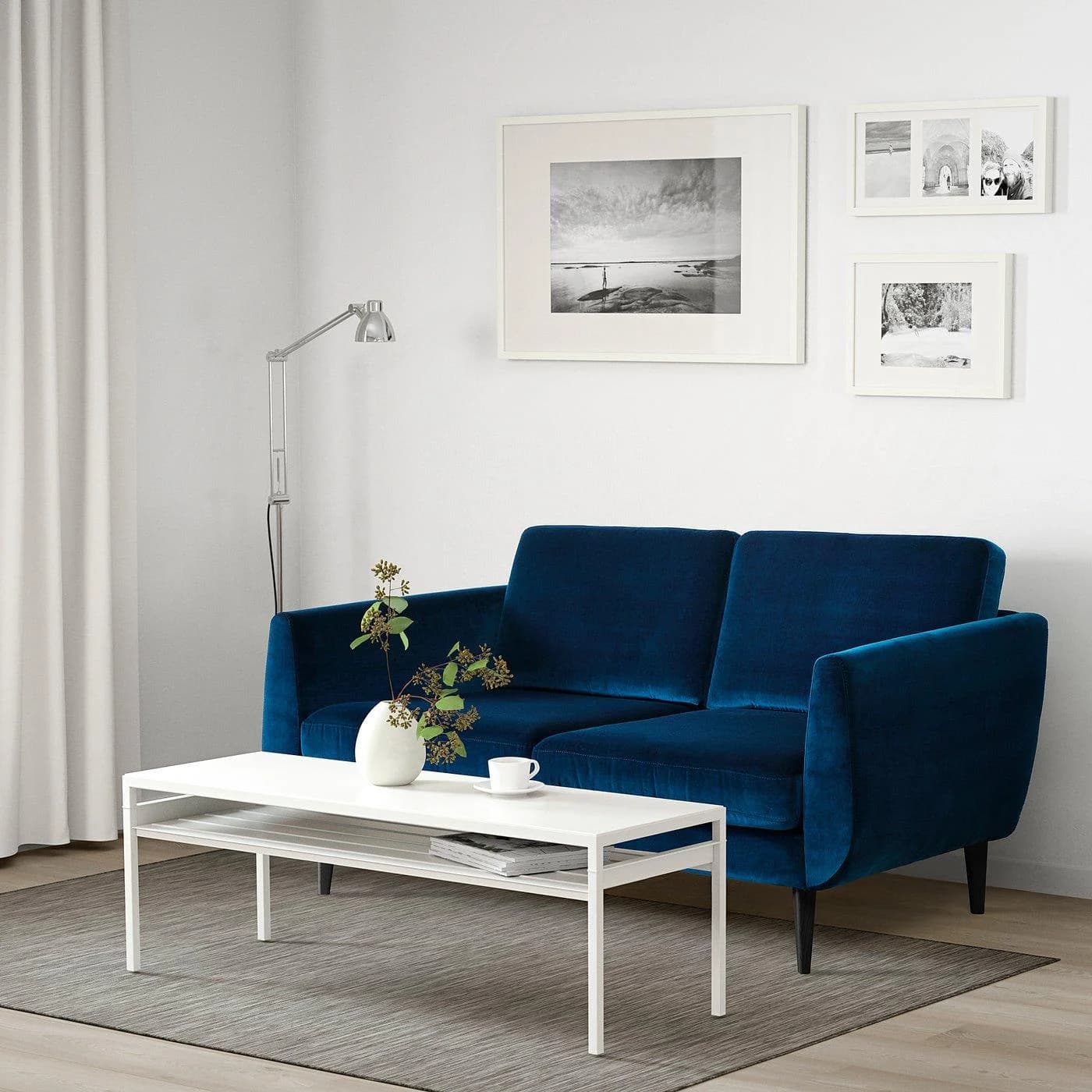 IKEA SMEDSTORP 2er-Sofa Dunkelgrünblau Schwarz Retrostil